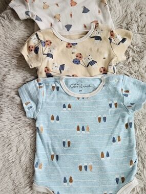 Bébé Comfort Baby Boy Organic Cotton Bodysuit Lot 3Pc Bear Fruit 6 Months 6M